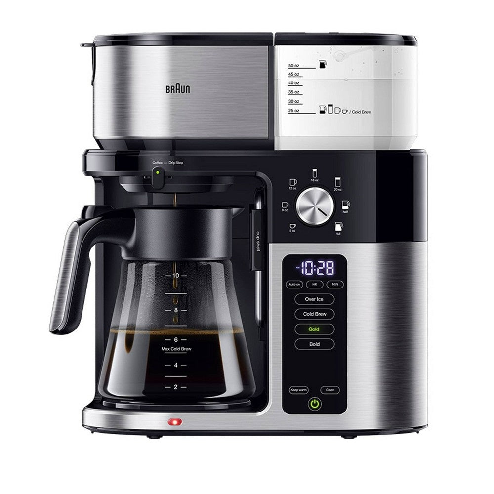 Braun MultiServe Plus 10-Cup Pod Free Drip Coffee Maker, 7 Brew Sizes / Hot & Cold Brew, KF9250BK: Stainless Steel, Electric, Dishwasher-Safe - Bellso